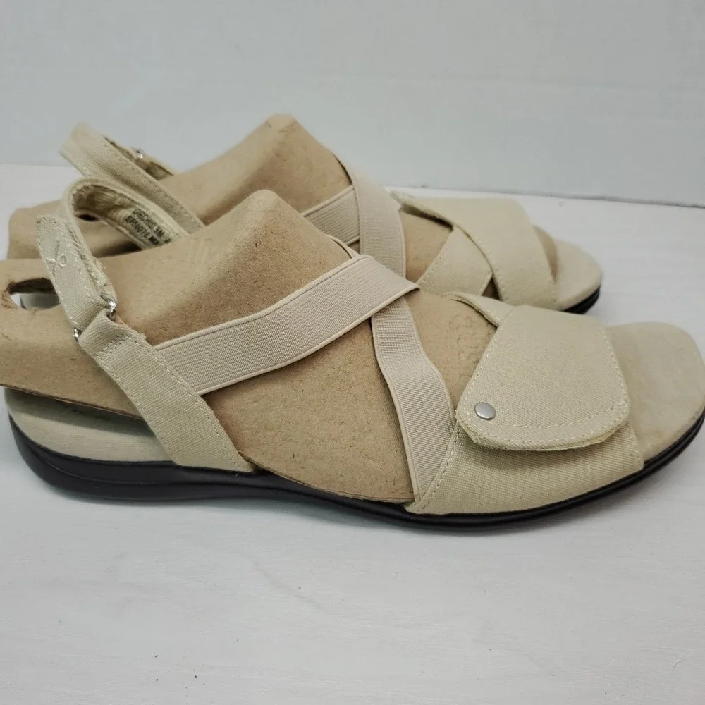 Grasshoppers Ortholite Beige Strappy Sandals Womens Size 9M EUC Purefit Comfort